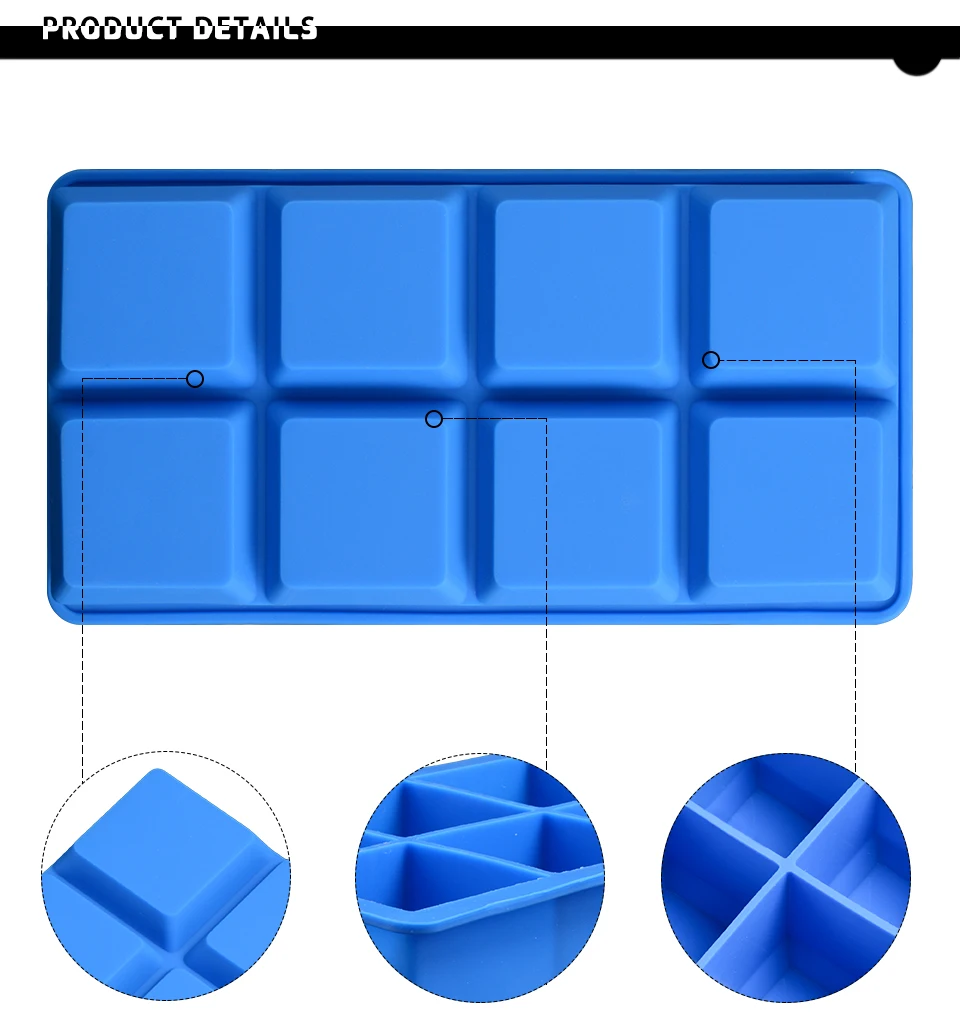 SILIKOLOVE 8 полости квадратной формы силиконовые формы для льда Фрукты Кухня Бар питьевой аксессуары легко чистить BPA бесплатно