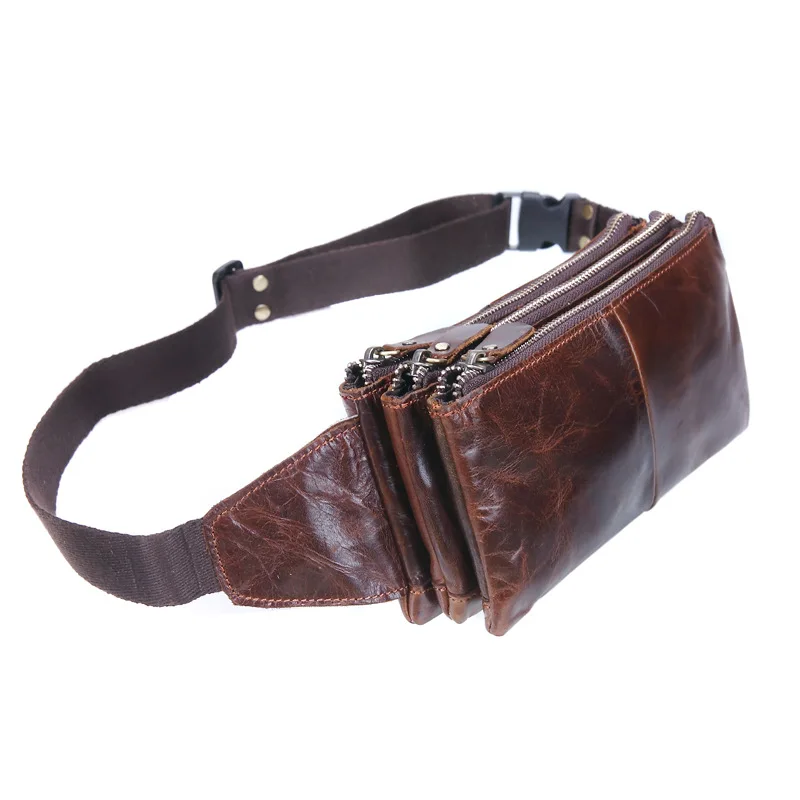 

Genuine Leather Men Waist Pack Leather Fanny Pack Belt Bag Crossbody Bag Loops Hip Bum Bag Phone Coin Purse Pocket Waist Bags