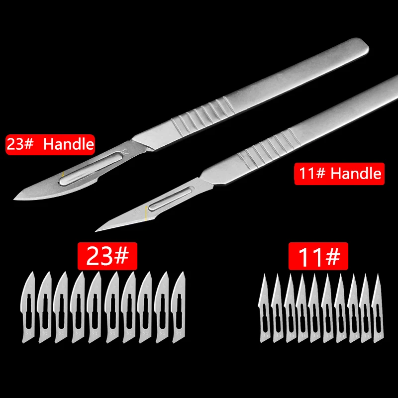 

10Pcs 23# 11# Carbon Steel Scalpel Surgical Blades For PCB Circuit Board and 1Pcs Stainless Steel Handle