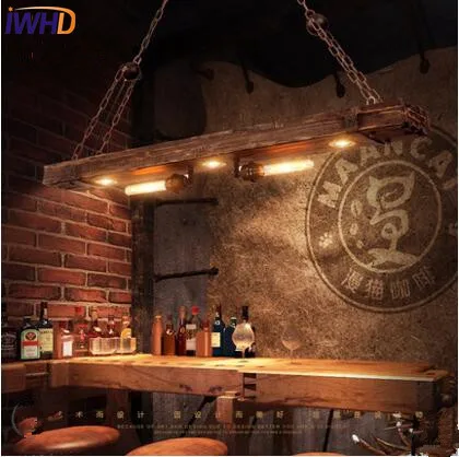 Подвесной светильник IWHD винтажный деревянный в стиле чердак|lamparas colgantes|pendant light