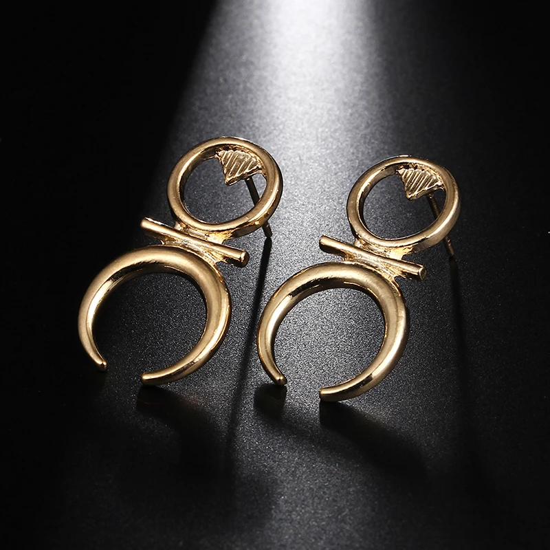 

New! Fashion jewelry gold color Geometric round with big beads drop earrings best gift for women girl wholesale