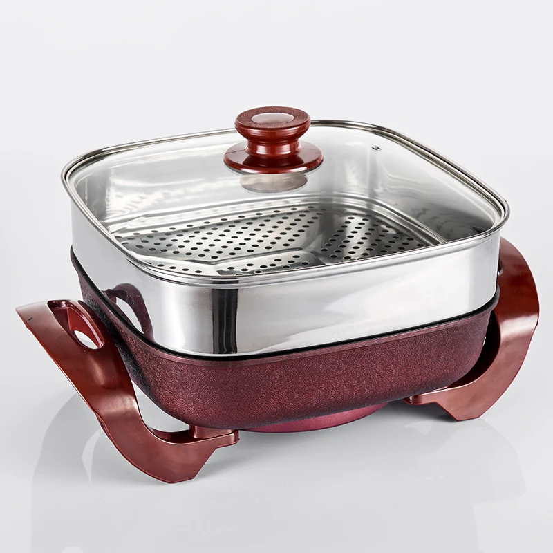Korean Style Electric Hot Pot Multifunctional No-Smoke Non-stick Cooking Pot 5L Electric Wok Household Cooking Steamer Pan цена Korean Style Electric Hot Pot Multifunctional No-Smoke Non-stick Cooking Pot 5L Electric Wok Household Cooking Steamer Pan цены онлайн
