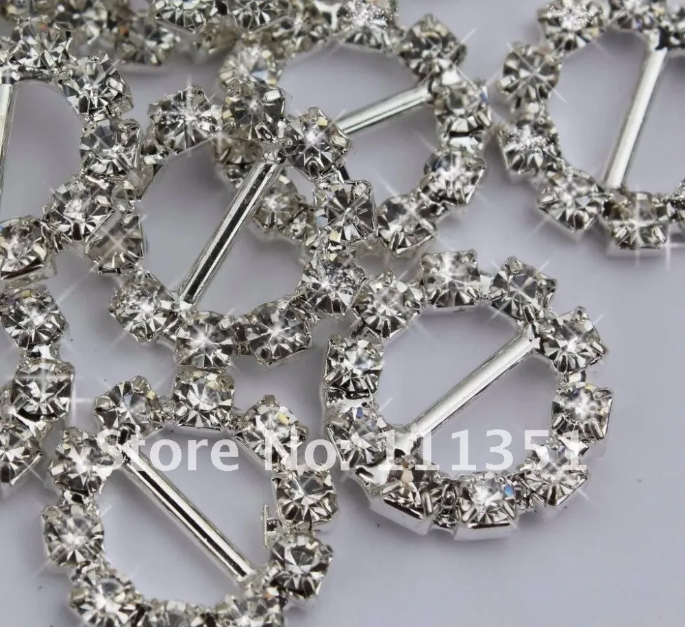 50pcs 22mm Round Sparkle Rhinestone Crystal Buckle slider For wedding