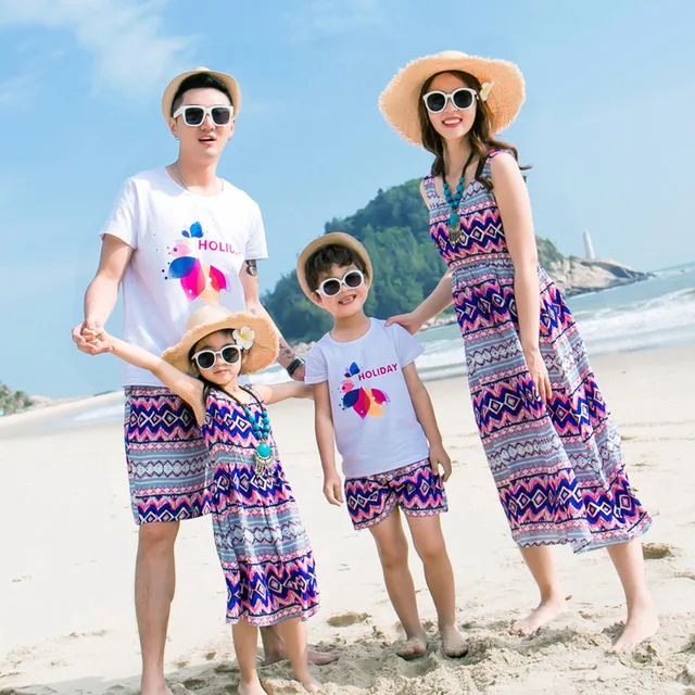 2018 family set beach clothes bohemian mother mom and daughter
