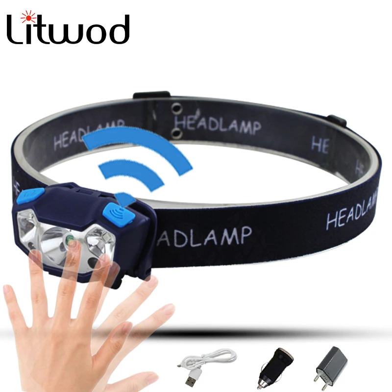 

Litwod Z20 Headlight Body Motion Sensor Mini Rechargeable LED Bicycle light 5000LM Dexterous head light Flash light LED HeadLamp