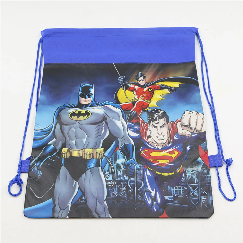 Batman-superman-printed-backpack-children-favor-drawstring-cloth-bag-non-woven-fabric-party-supplies-bag (1)
