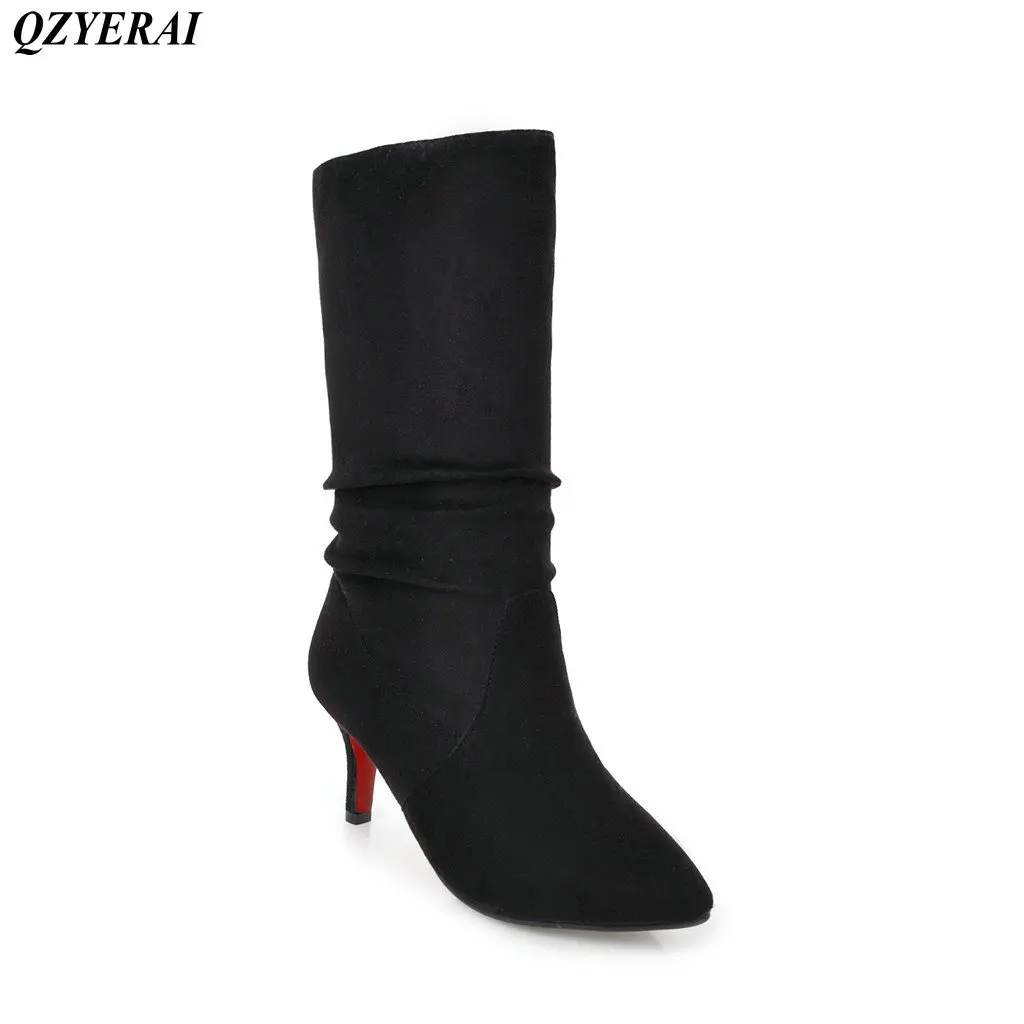 

QZYERAI Winter warmth high heels lady boots can be folded into short boots sexy womens shoes young womens boots