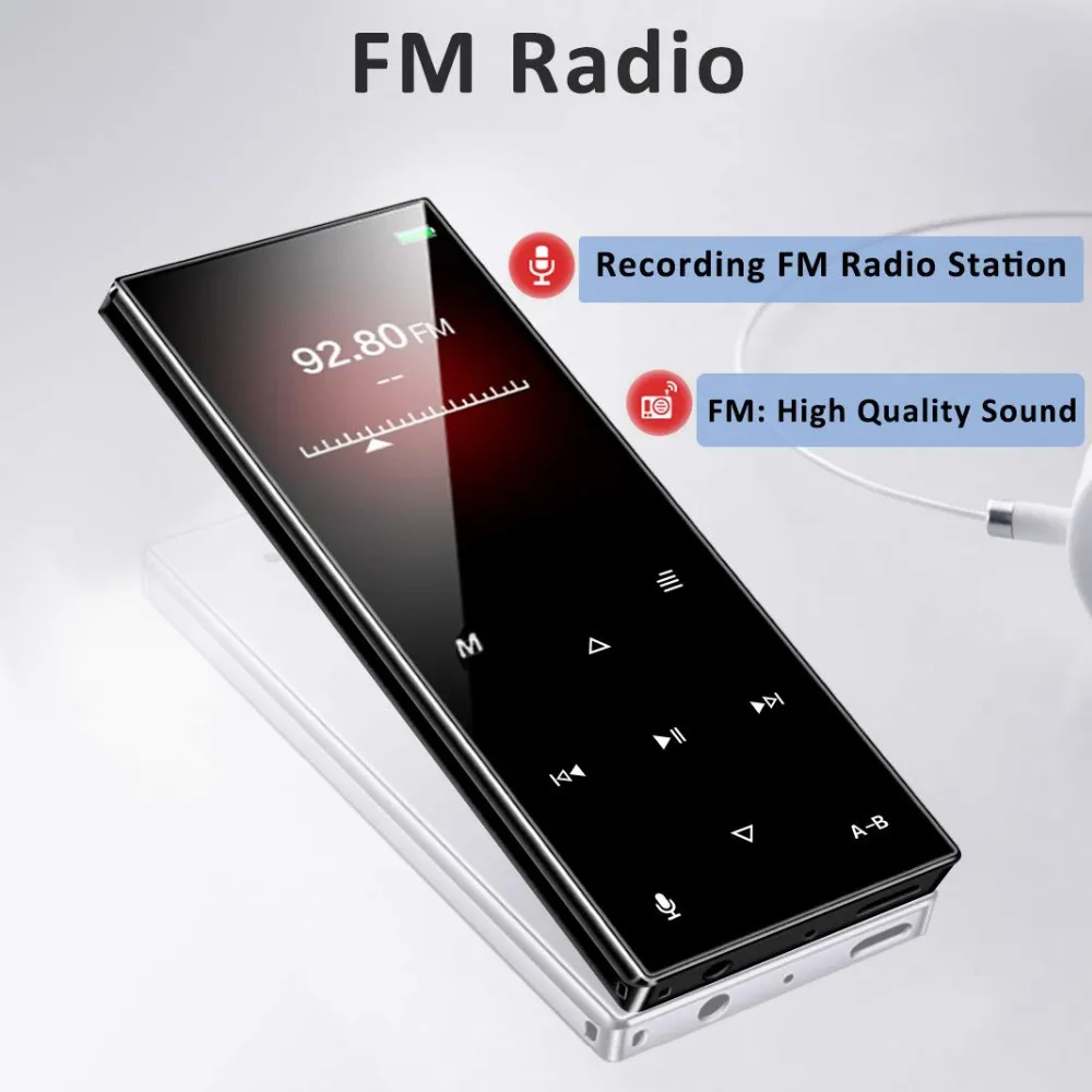 mp3-плеер с шагомером, Bluetooth 4,2, встроенный динамик, металлический плейер с fm-радио, поддержка SD карты до 128 ГБ