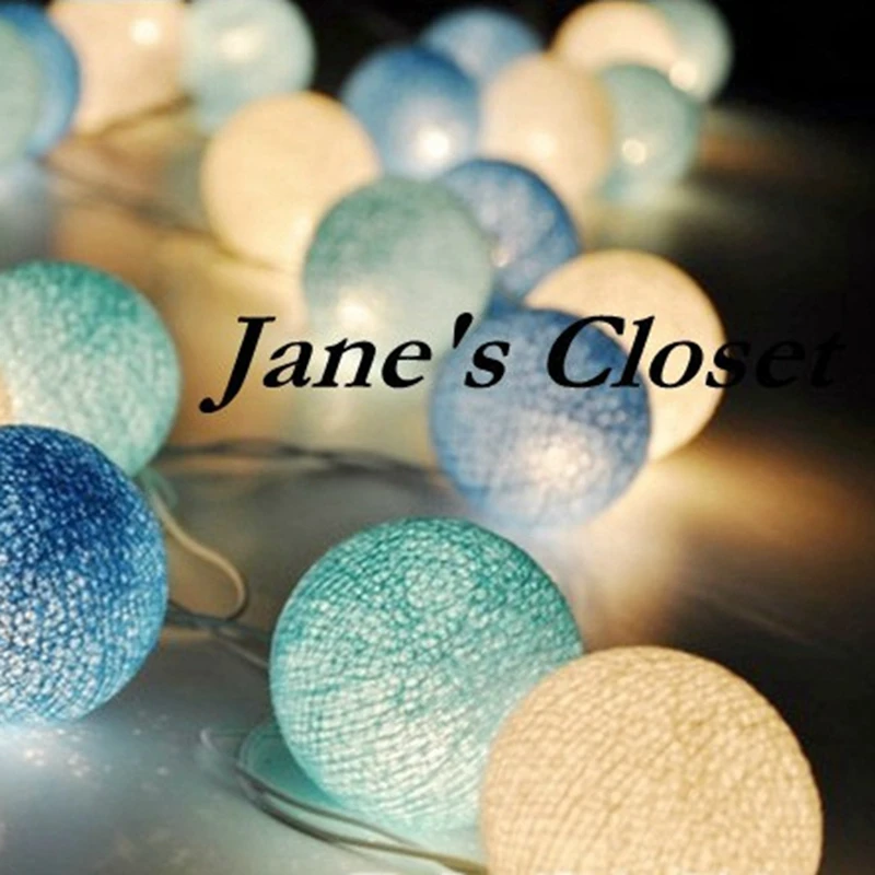 

Creamy Sky Blue Cotton Balls Fairy With String line Christmas,Wedding,Halloween,Gift Christmas Gifts Party Supplie