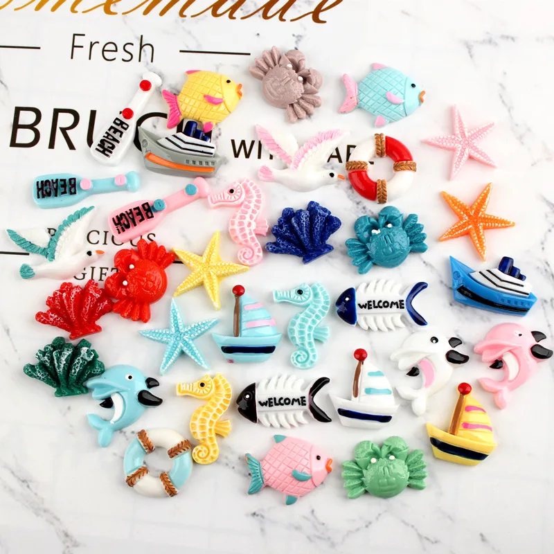 

10pcs/lot Resin Ocean series Decoration Crafts Kawaii Flatback Cabochon Embellishments For Scrapbooking DIY AccessoriesButto
