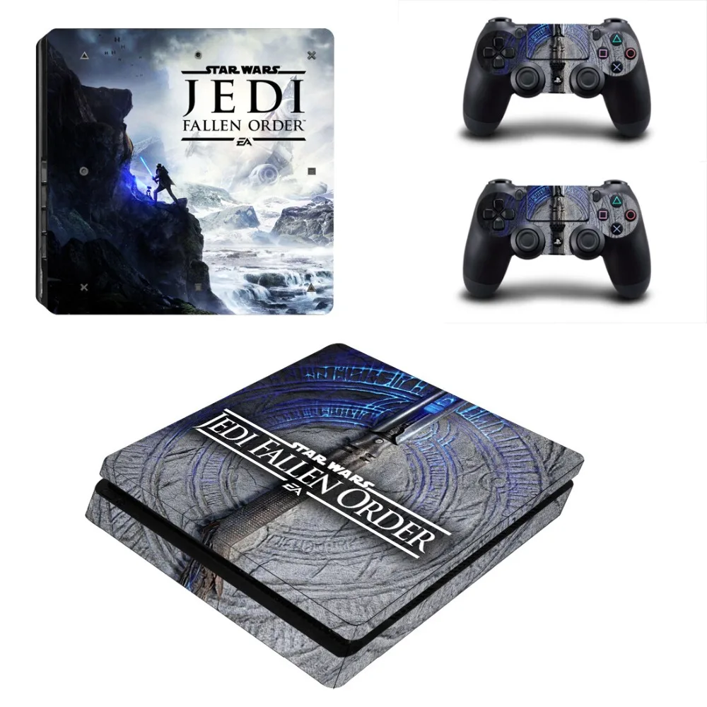 

PS4 Slim Stickers Star Wars Jedi Fallen Order Skin Vinilo Decal Sticker For Sony PlayStation4 Slim Console and Two Controllers