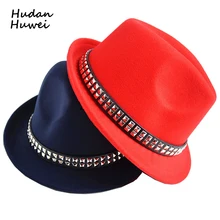 Мужские и женские фетровые шляпы, мягкие фетровые модные шляпы для танцев и выступлений, кепки с заклепками, Скупые козырьки, джазовые кепки для GH-65 унисекс