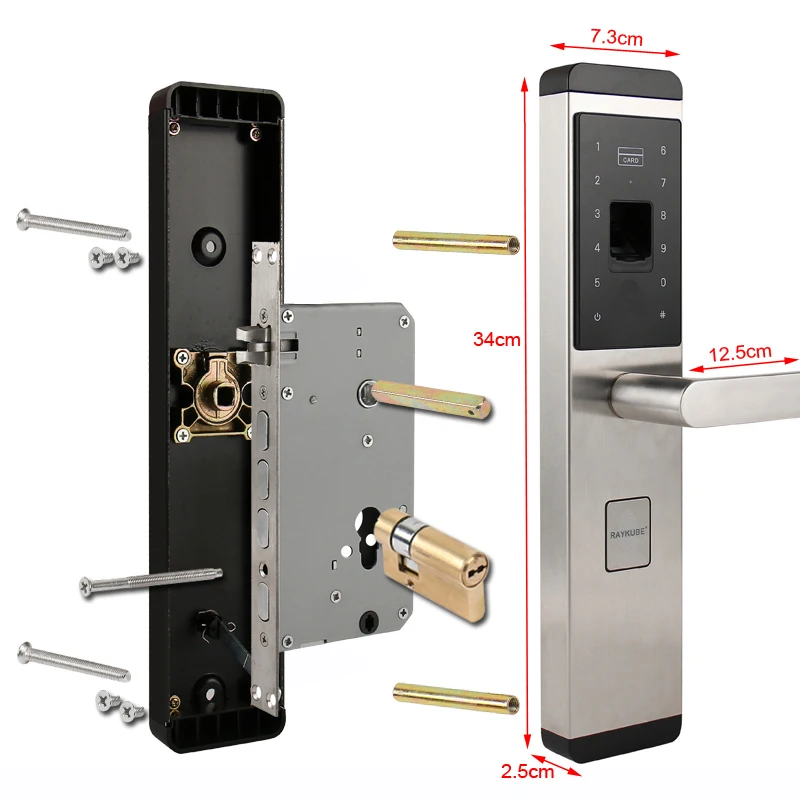 RAYKUBE отпечатков пальцев электронный замок цифровой смарт 4 способа разблокировки безопасности дома двери R-FX1