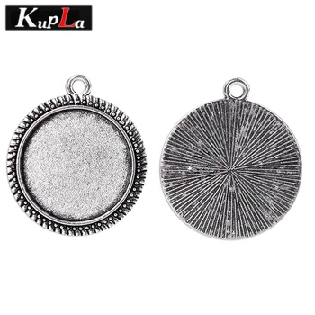 

Kupla Antique Silver Metal 20mm Round Pendant Cabochon Settings & Glass Cabochon DIY Pendant Base for Jewelry Making C5681