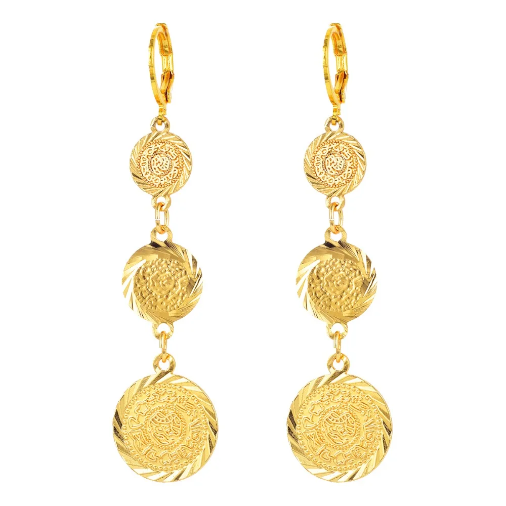 

Women Arab Islamic Classic Gold-color Ancient Coins Dangle Drop Earrings Jewelry