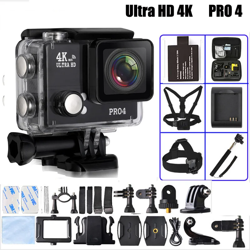 Sport Action camera 4k 30fps ultra 170 lens hd sport dv action camera diving 45m waterproof go Helmet pro style cam