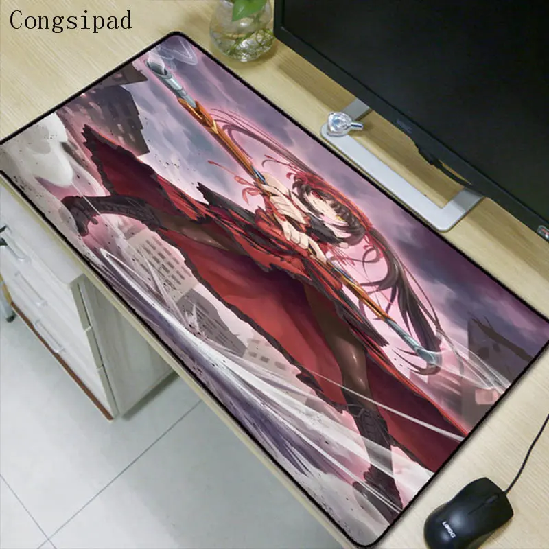 Congsipad 80cm X 40cm L XL Japan Anime Large Locking Edge Mousepad Gaming Mouse Pad Girl Friend Sister Nightmare DATE A LIVE