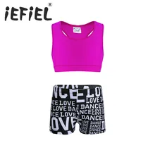 Iefiel для детей детская спортивная одежда; Одежда для маленьких девочек жилет для йоги кроп Топ и штаны-леггинсы быстро сохнут летняя детская Повседневное тренажерный зал комплект одежды