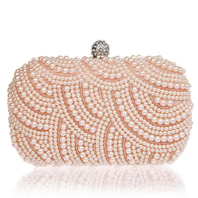 

2018 Women Socialite Evening Bags High Quality Pearls Cosmetic Bag Exquisite Lady Rhinestone Clutch Knuckle Rings Evening Bags
