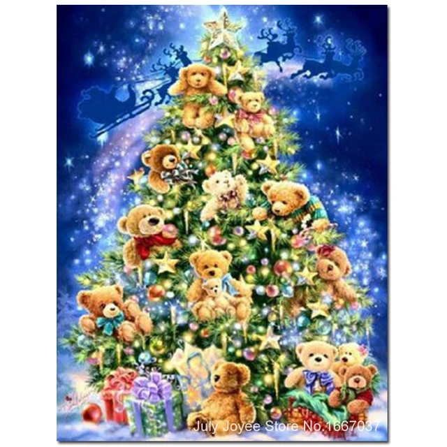 the christmas tree decorated with many toy bears diy painting rhinestones 3d embroidery with diamond household - Christmas Tree Toy Decorations the christmas tree decorated with many toy bears diy painting rhinestones 3d embroidery with diamond household - Christmas Tree Toy Decorations