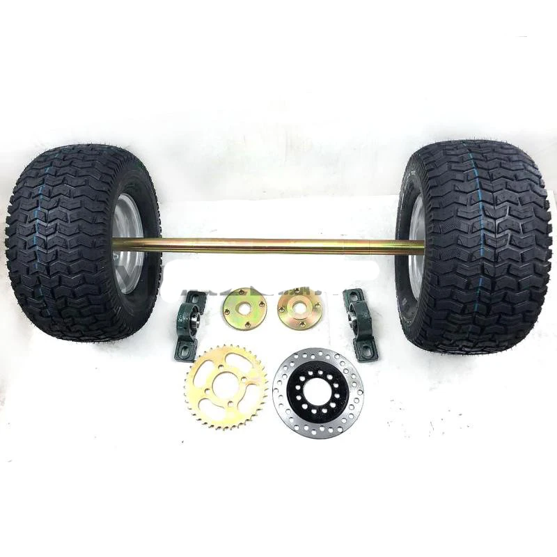 

DIY Four Wheel GO KART KARTING ATV UTV Buggy Brake Disc Rotors Sprocket 65CM Rear Axle With 13X6.50-6 Inch Wheel Tires