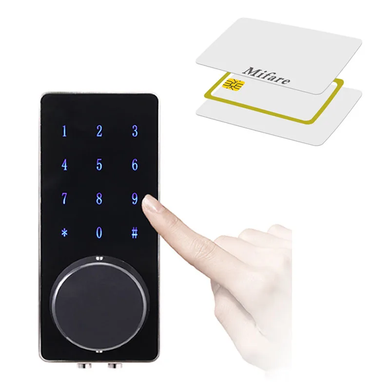 Touch screen password&keycard entrance deadbolt door lock with