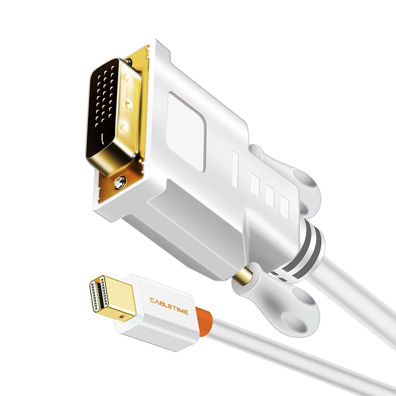 CABLETIME Thunderbolt Mini DP к DVI 24+ 1 кабель-адаптер высокого качества Mini Displayport папа-DVI-D конвертер 1080P N014