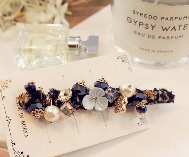 

Small fresh Rhinestone Flowers Hair Barrette Hair Clip Hairpin Girls Crystal beads Hair Accessories Women Headdress Wholesale