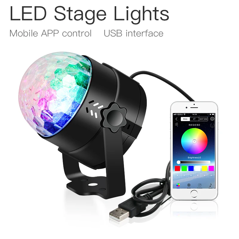 RGB USB светодиодный светильник для дискотеки шар звук вечерние дискотека Par