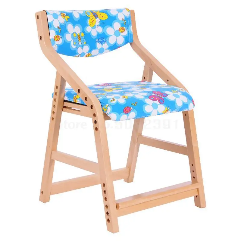 Детское обучающее кресло регулируемое подъемное сиденье со спинкой коррекция осанки стол из массивной древесины стул для начальной школы студенческий - Цвет: Same as picture 8