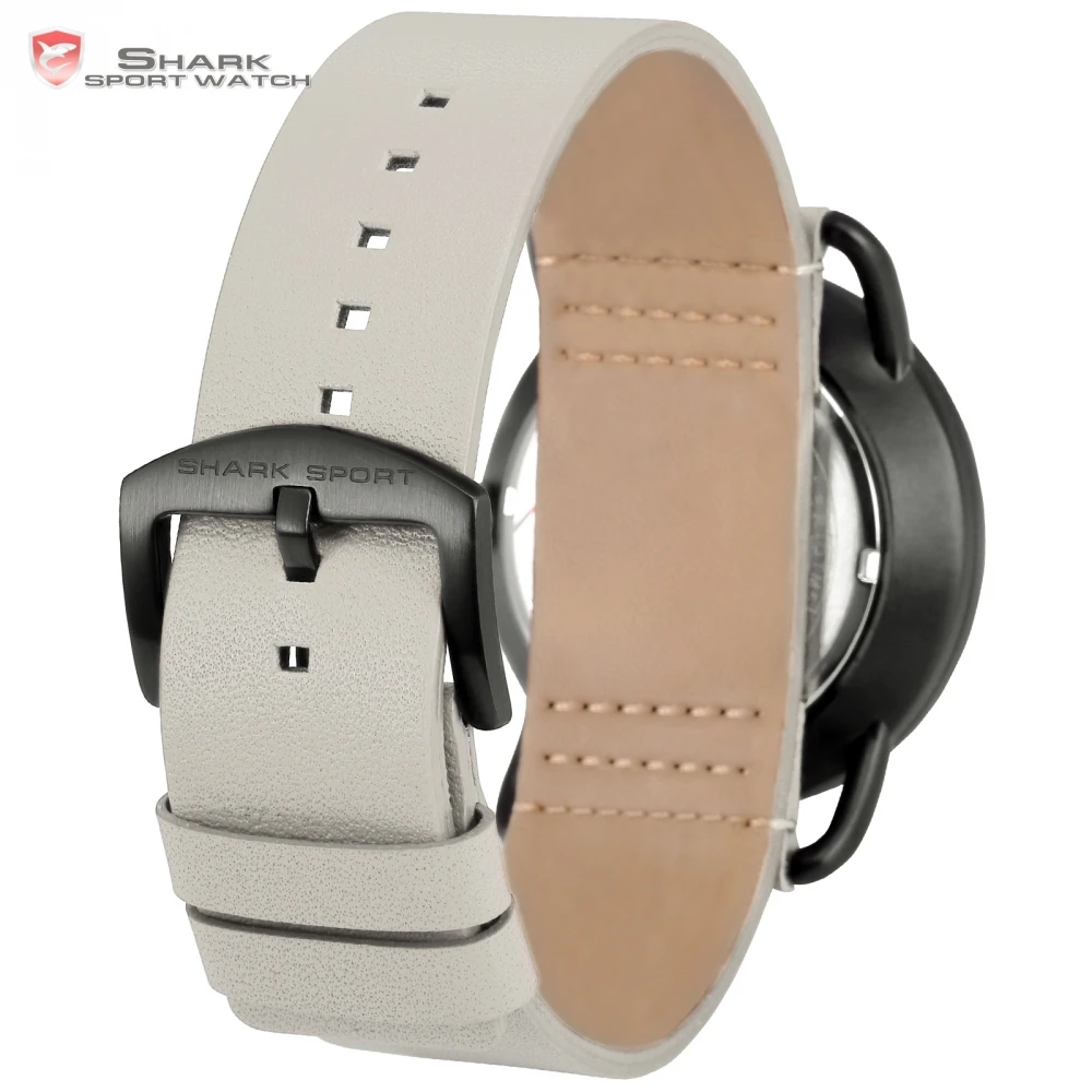 Caribbean Rough Shark Sport Watch Beige Men Quartz Luxury Turntable Second Hand Waterproof Simple Design Leather Watches /SH524