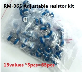 Valores * 5pcs = 13 65pcs RM-065 pacote potenciômetro ajustável resistor kit SET 100R-1M 1K 102 103 k 104 100k 101 100R 10 201 200R 501