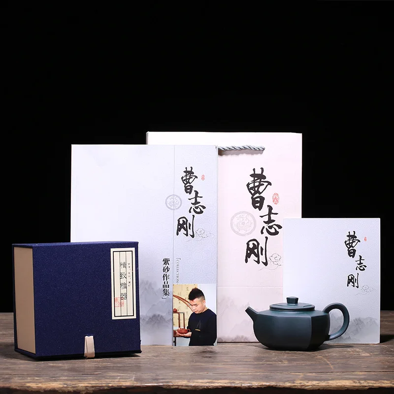 Teaware Рудный зеленый грязевой дуговой рифмовой горшок Cao zhiганг ручной работы Чайник один заменитель подарок на заказ