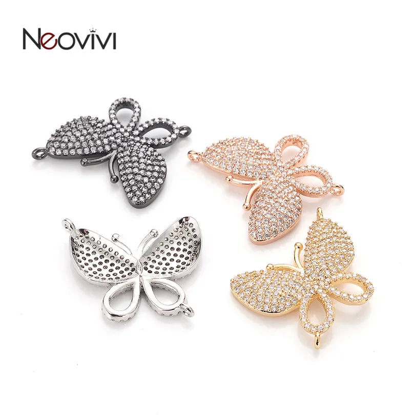 

Neovivi Butterfly Charms Bracelets Necklaces Women DIY Beads for Jewelry Making Pave Zircon Shiny Charm Handmade Accessories