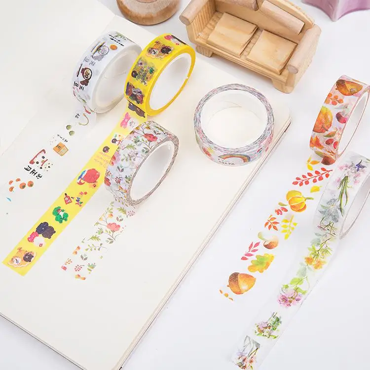 

5 pcs/lot DIY Cute Kawaii Candy Color Washi Tape Lovely Feather Decorative Tape For Photo Album Vintage Flower Stationery Tape