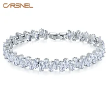CARSINEL, длина 21 см, серебряный цвет, браслет, шарм, AAA, кубический цирконий, браслет и браслет, для женщин, свадьба, подарок на день матери, BR0164