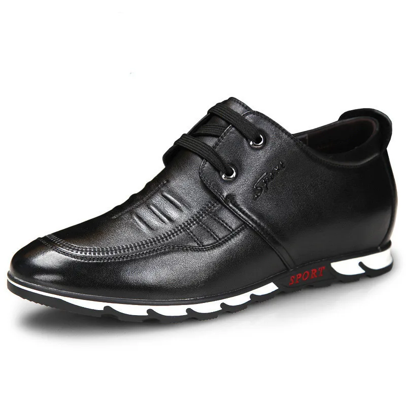 

Men's Fashion Comfortable Genuine Leather Breathable Sports Shoes Height Increasing Elevator Sneakers Get Taller 5 CM