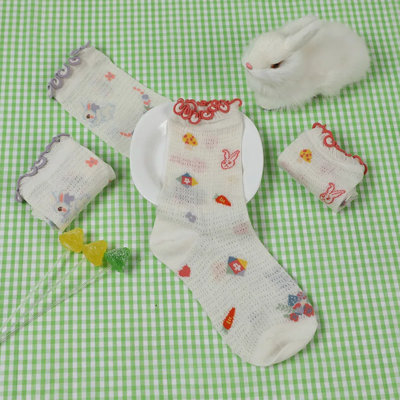 Летние Осенние женские милые стильные носки с оборками 2 пары кружевные цветочные короткие носки для девочек тонкие женские носки