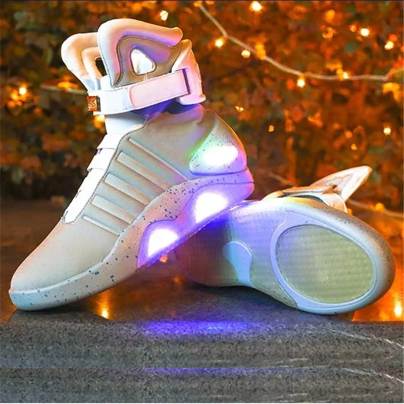 

FANCIHAWAY Christmas Running Shoes For Men Back To The Future Warrior Limited Edition High-tech USB Rechargeable LED Men's Shoes