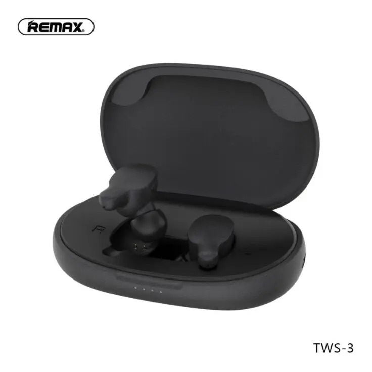 Remax TWS-3 Беспроводная гарнитура Bluetooth наушники пара наушников с зарядным устройством наушники 2000 мАч power Bank для телефона - Цвет: Black