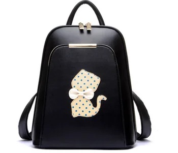 

by dhl or ems 10pcs 2017 Women Backpack Cute Cat Rucksack Teenage Girls White Black Backpacks Cartoon PU Leahter Bags