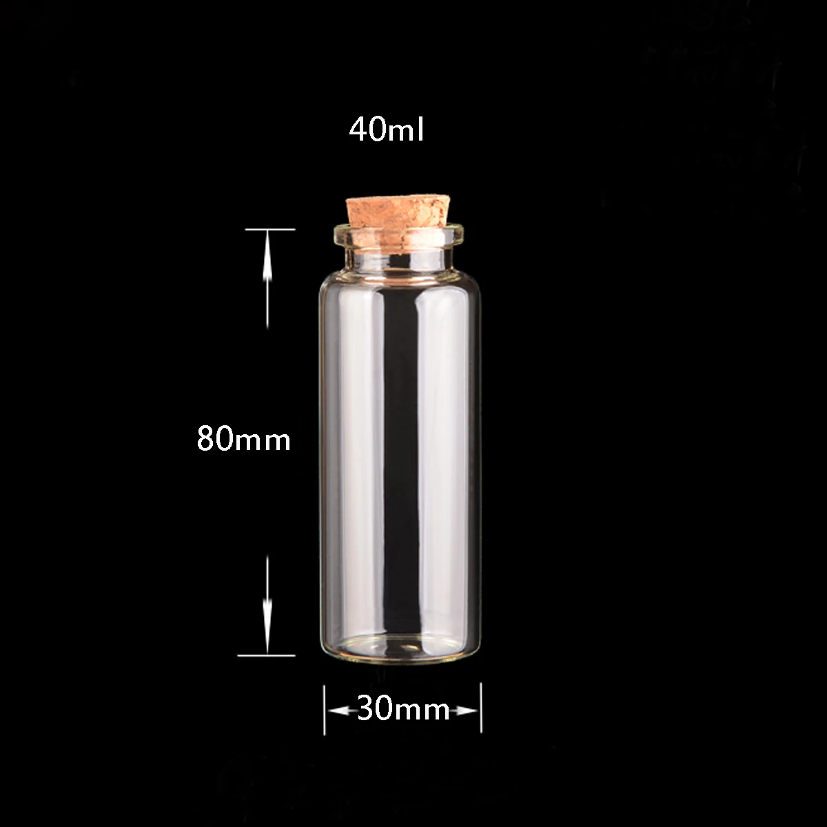 10pcs 40ml Clear Glass Bottles With Cork Stopper Drifting Wishing Bottles DIY Christmas Gifts Small Glass Containers 30*80mm