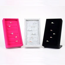 Wholesale 2 High Quality Pink/Gray/Black Velvet Ring Earring Jewelry Display Stand Holder For 6 Rows