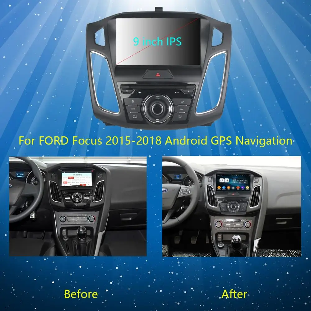 Top 9" IPS 1920*1080 8 Core 4G+64G Android 9.0 Car DVD Player For Ford Focus 2012 2013 2014 2015 2016 2017 DSP Radio GPS Parrot BT 2