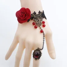 Charm Bracelets For Women Gothic Jewelry Vintage Royal Rose Lace Bracelet & Bangles Handmade Women Accessories