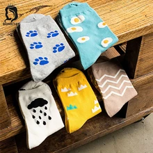 Дышащие Хлопковые женские зимние забавные носки, женские эластичные однотонные Цветные Милые женские носки, модные женские носки в Корейском стиле