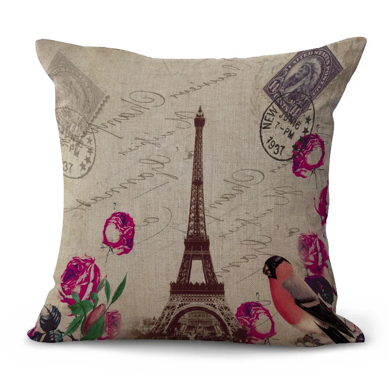 Винтажная наволочка для подушки в стиле Лондона и Парижа, розовая наволочка для дивана, домашний текстиль, наволочки для автомобиля, наволочки для подушки Londen - Цвет: 7