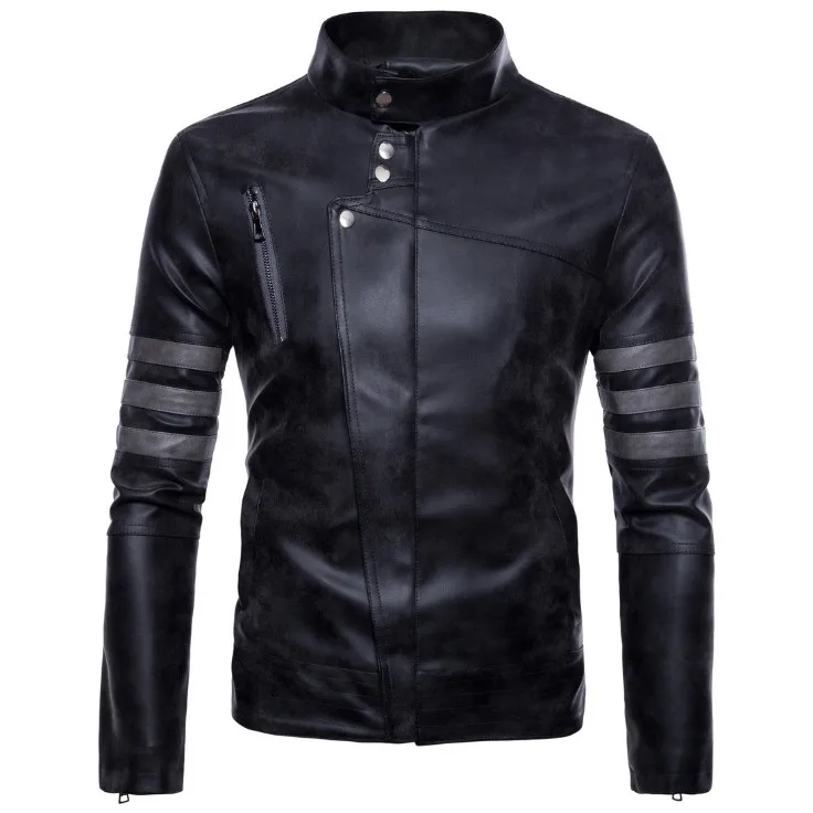 

2019 New arrival Moto & Biker Leather Jacket Men Spring Vintage Zipper Decoration Faux Leather Jacket Jaqueta De Couro Masculina