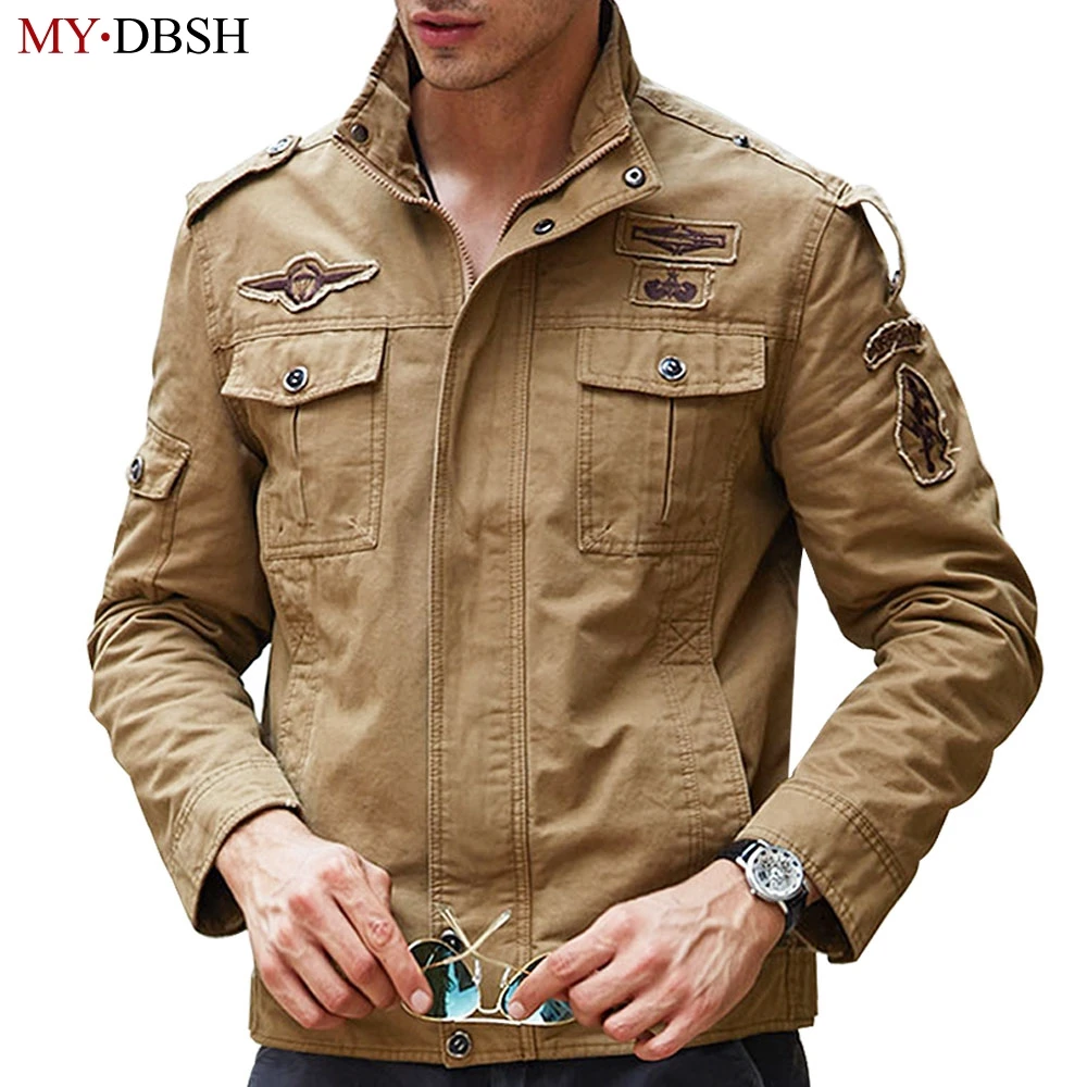 New 2019 Bomber Jacket Men Military Air Force Embroidery Epaulet Mens