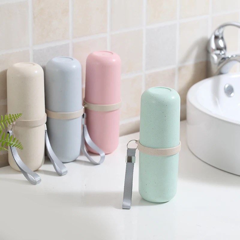 

Outing Toothbrush Holder Bathroom Accessories Storage Bamboo Fiber Eco friendly Sports Cups Box Case Toothpaste Organize Storage